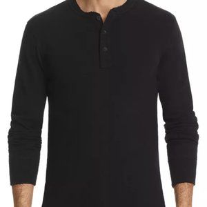 Rag and Bone Henley Long Sleeve Shirt (Black, Medium)